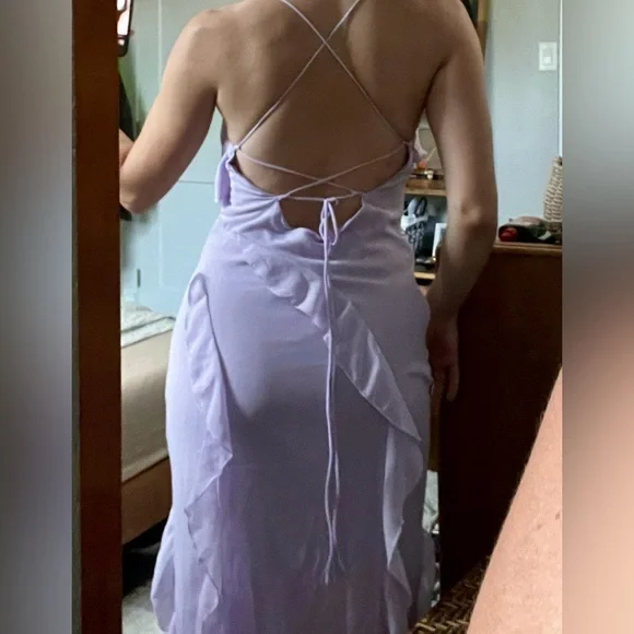 Showpo Lavender Midi Dress with Spaghetti Straps - Picture 3 of 4